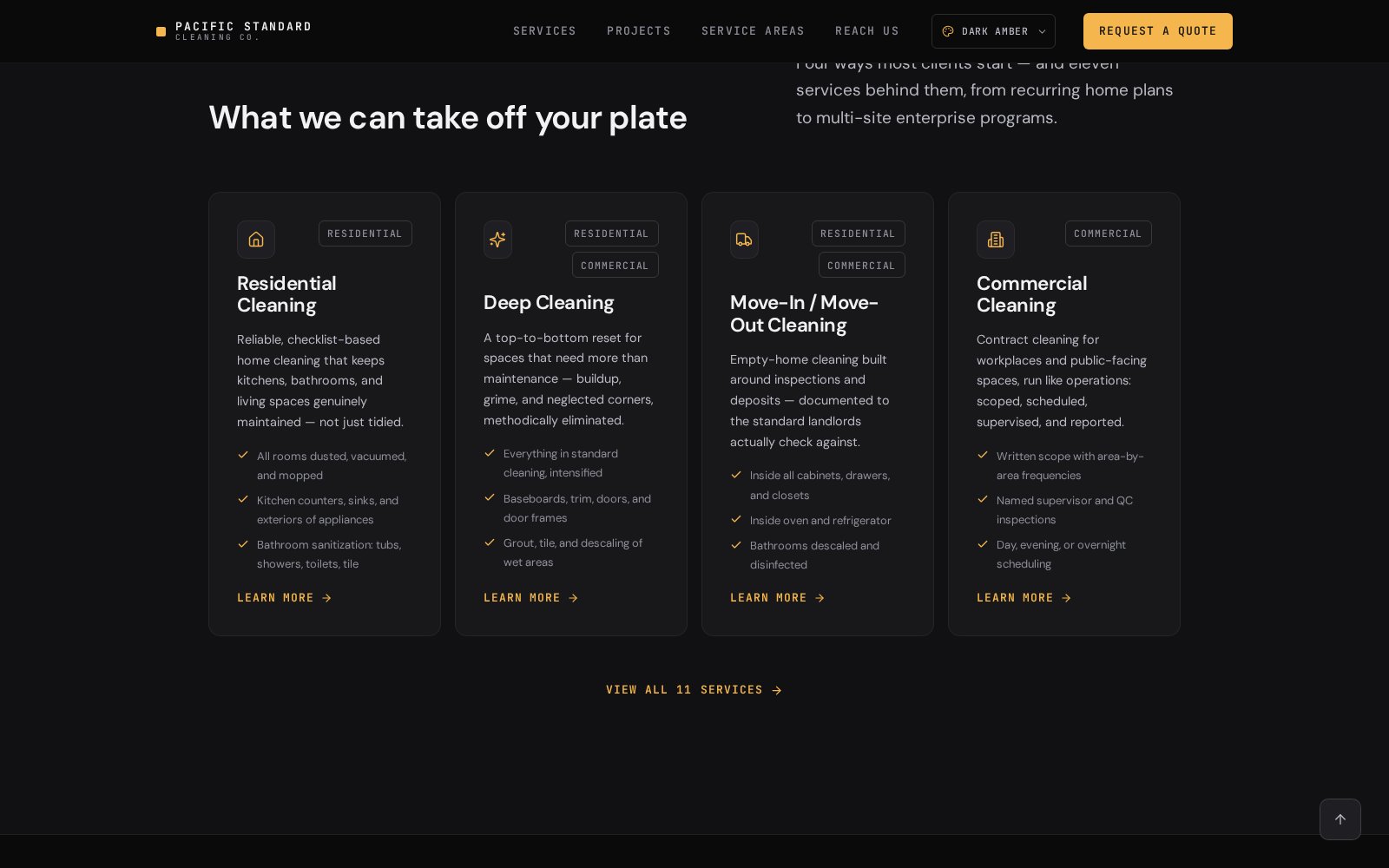 Pacific Standard Cleaning Co. website preview